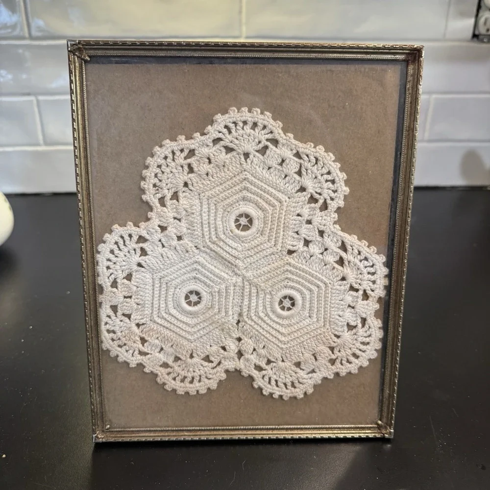 Vintage framed doily